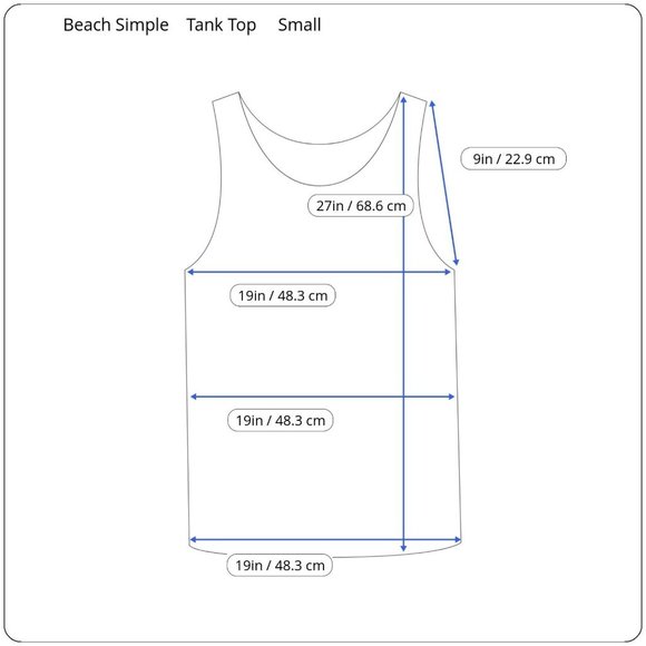 Beach Simple Logo Cotton Blend U.S.A Made Small White Blue Graphics Tank Top - Picture 2 of 8